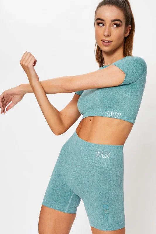 Blue Seamless Activewear T Shirt