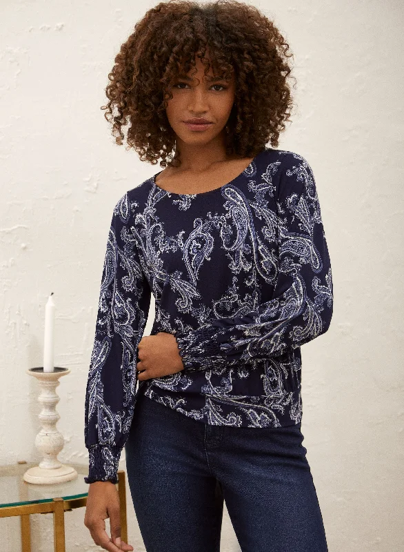 Paisley Print Ruffle Detail Top