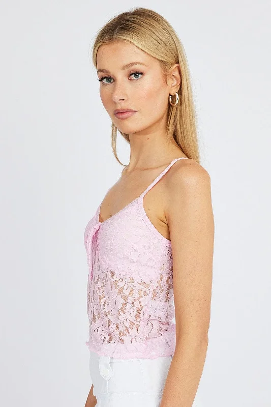 Pink Fitted Cami Lace