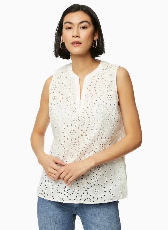 Sleeveless Eyelet Blouse