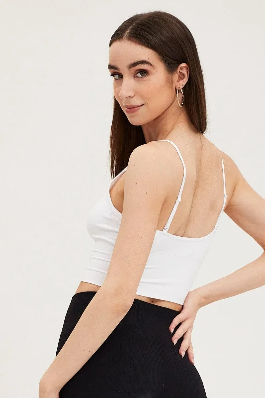 White Crop Singlet Top Seamless