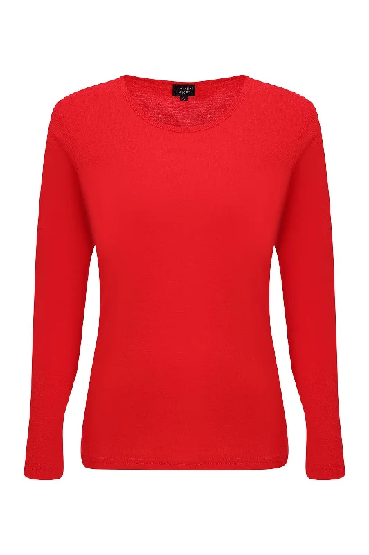 100% Merino round neck Top | RED | 6516ZR