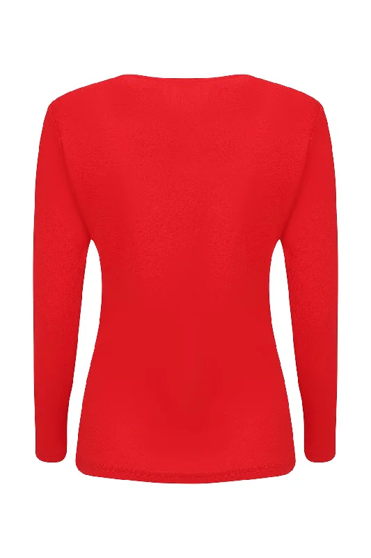 100% Merino round neck Top | RED | 6516ZR