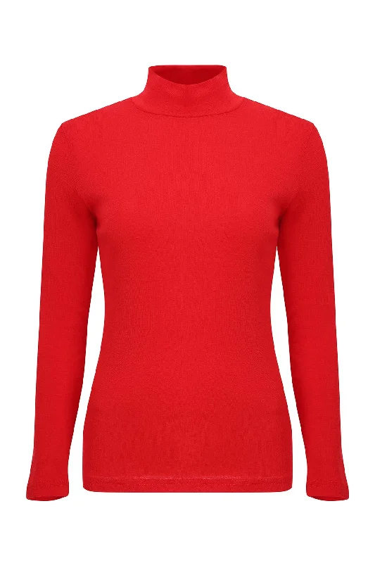 100% Merino Turtle neck Top | RED | 6512ZR