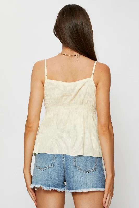 Beige Singlet Top Sleeveless Peplum