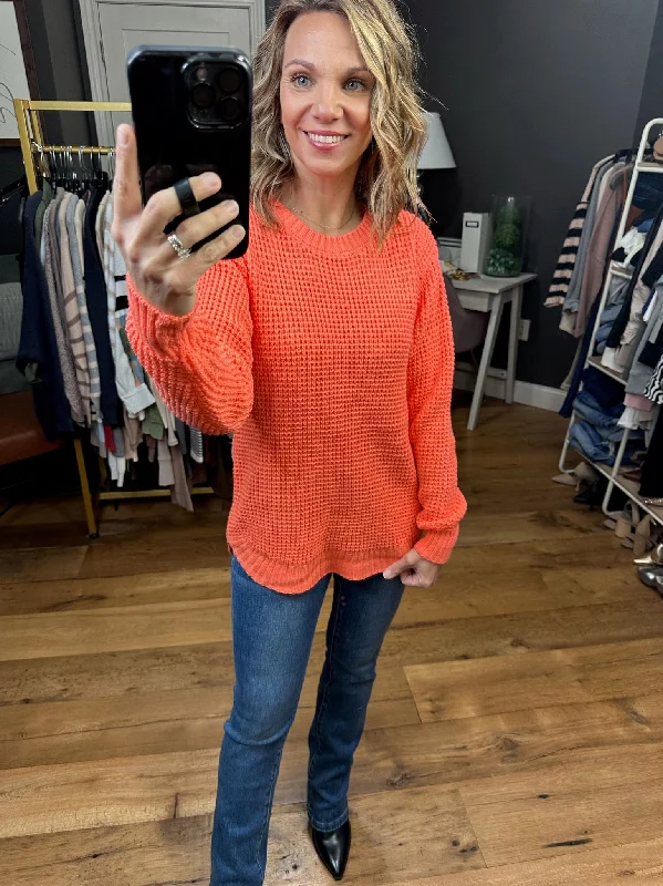 Beside The Fact Coral Knit Sweater - Coral