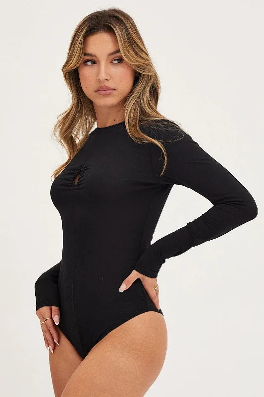 Black Keyhole Bodysuit Long Sleeve