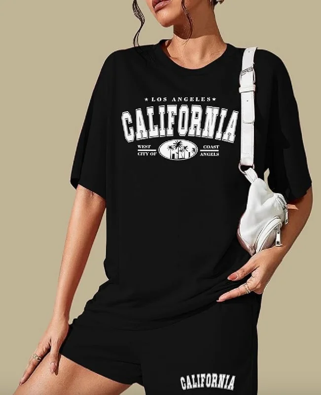 California Aesthetic || Women Black T shirt || Oversized Fit