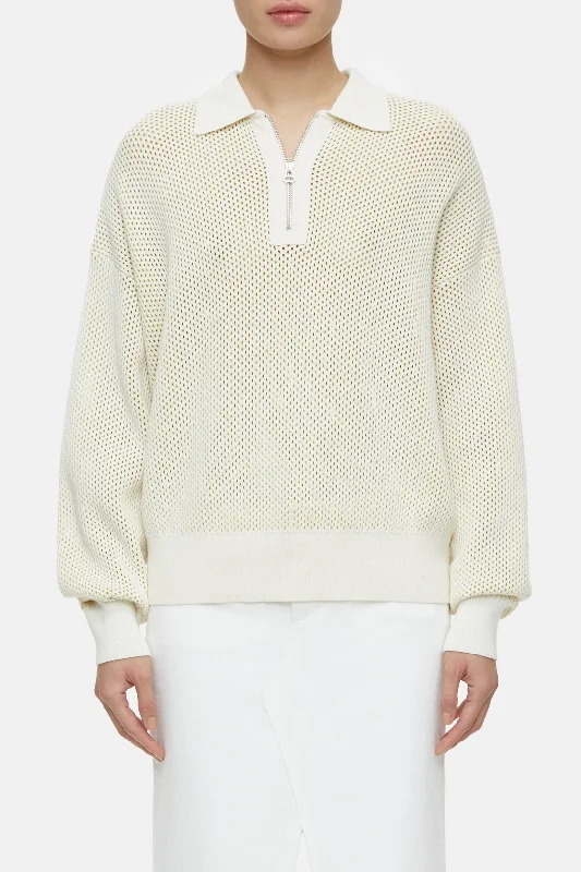 Closed Knit Polo Half-zip Ivory