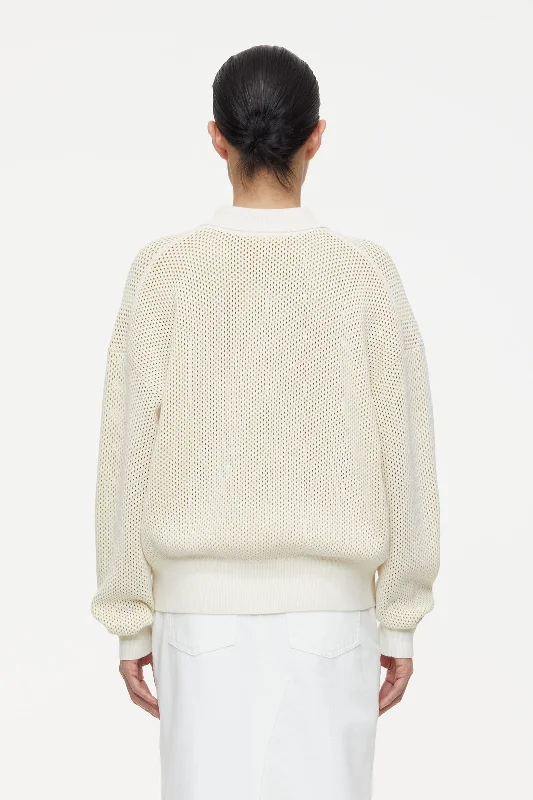 Closed Knit Polo Half-zip Ivory