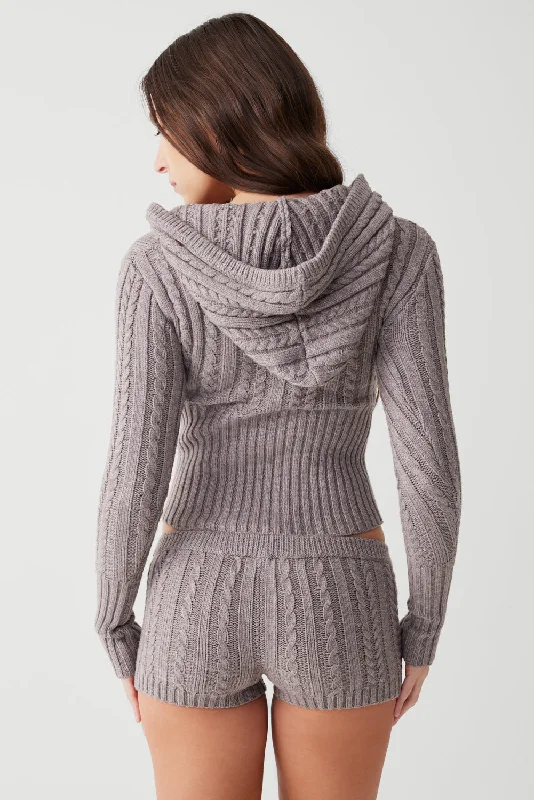 Evermore Cable Cloud Knit Sweater - Dark Pearl