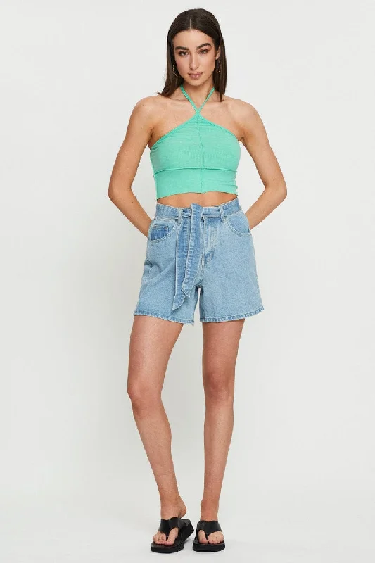 Green Cross Front Top Sleeveless