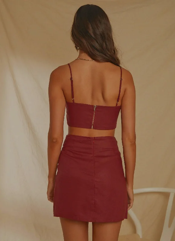 Island Nights Crop Top - Burgundy