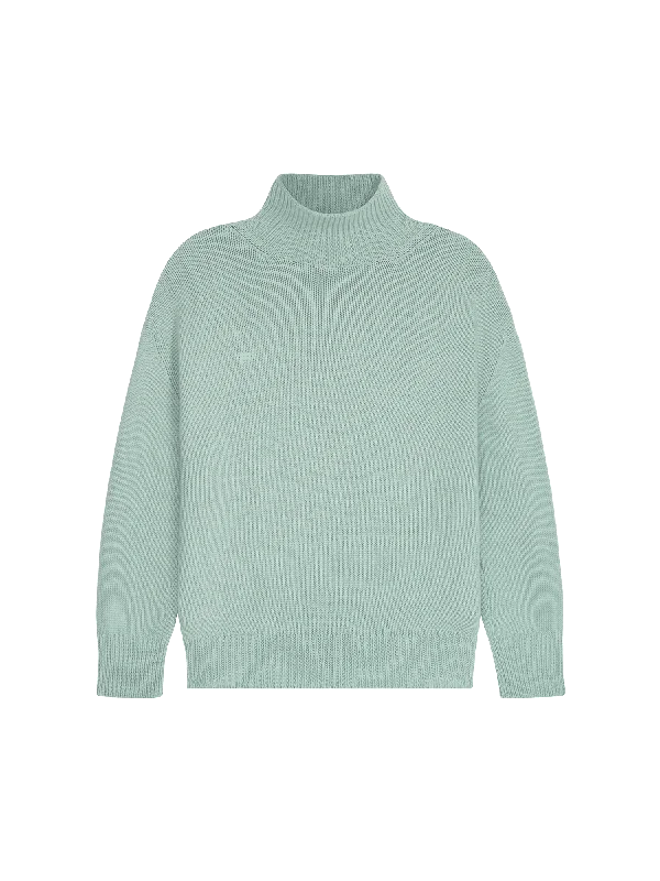 Men's Recycled Cashmere Turtleneck Sweater—eucalyptus blue