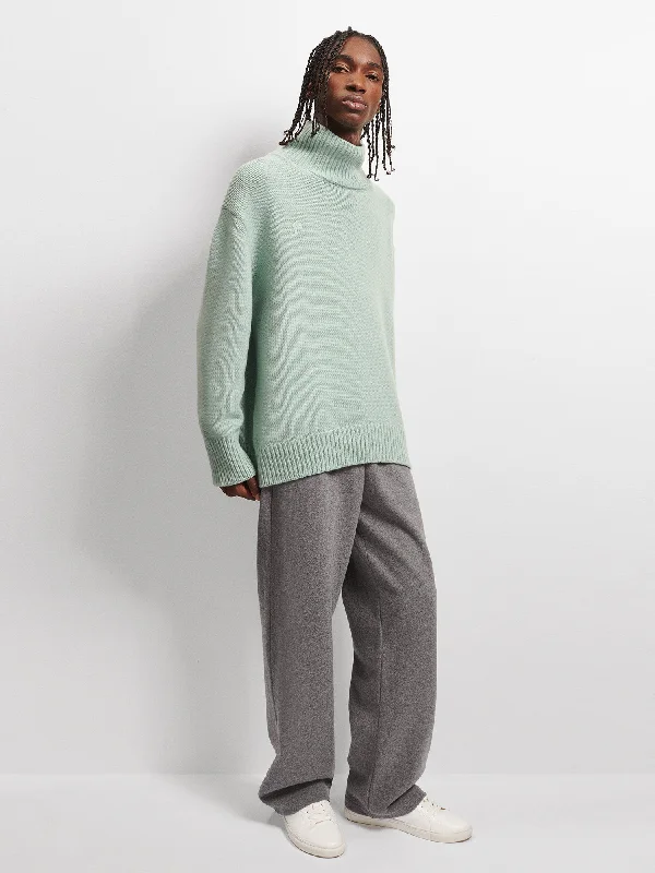 Men's Recycled Cashmere Turtleneck Sweater—eucalyptus blue