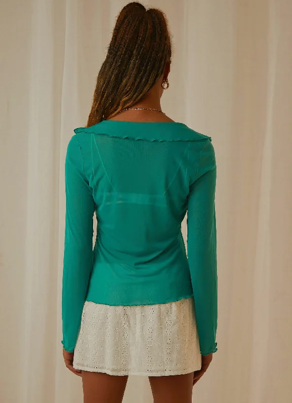 Parisian Balcony Tie Top - Jade Green