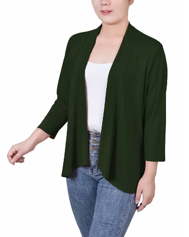 Petite Solid 3/4 Sleeve Cardigan