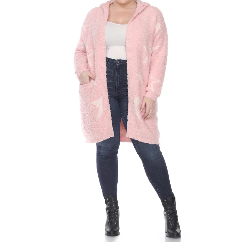 Plus Hooded Open Front Sherpa Coat