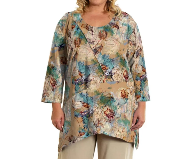 Printed Caiden Tunic - Plus In Dry Roses