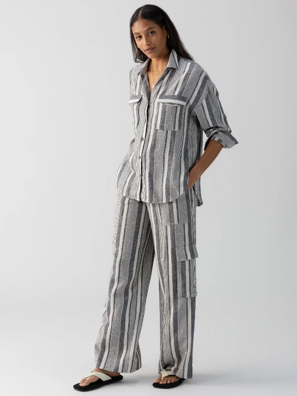 Sunset Semi-High Rise Linen Pant Variegated Stripe