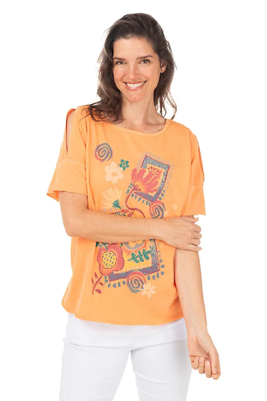 Orange Islands Cold Shoulder Top