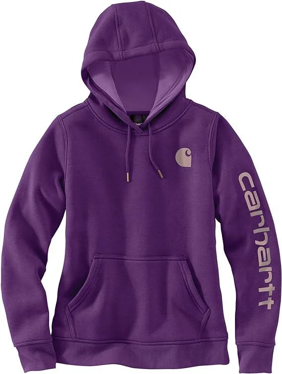 Carhartt Women's Relaxed Fit Midweight Logo Sleeve Graphic Sweatshirt - Purple