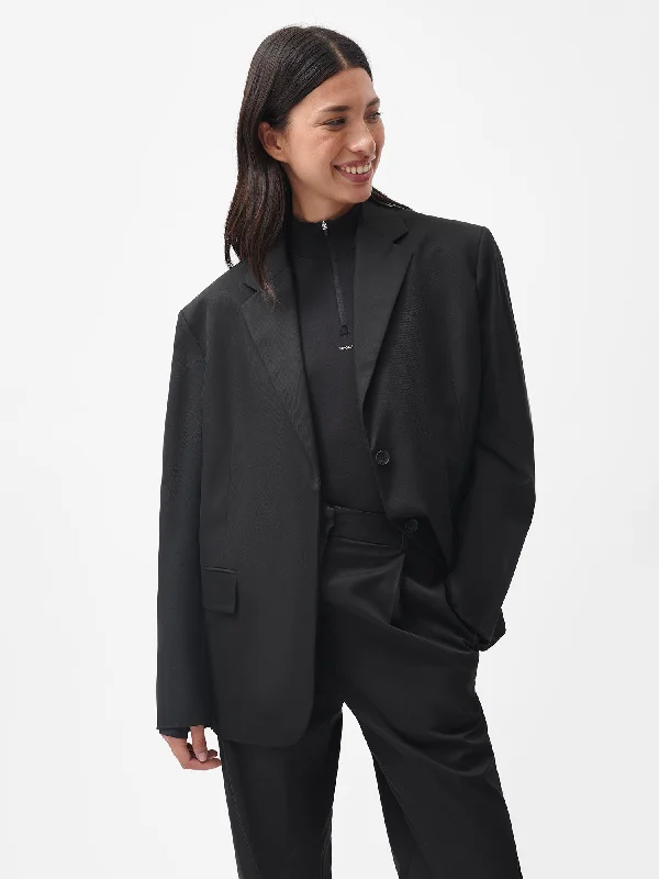 Women's Organic Cotton Oversized Tailored Blazer—black