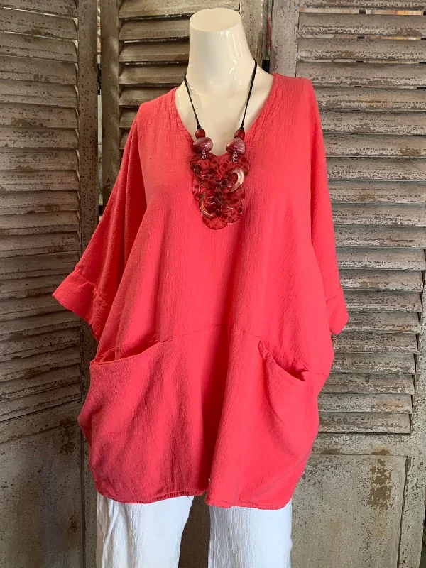 8720 Papagayo Blouse-Salmon