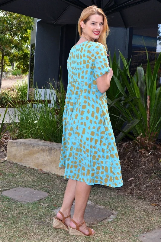 Aqua Mustard Midi Tunic Dress