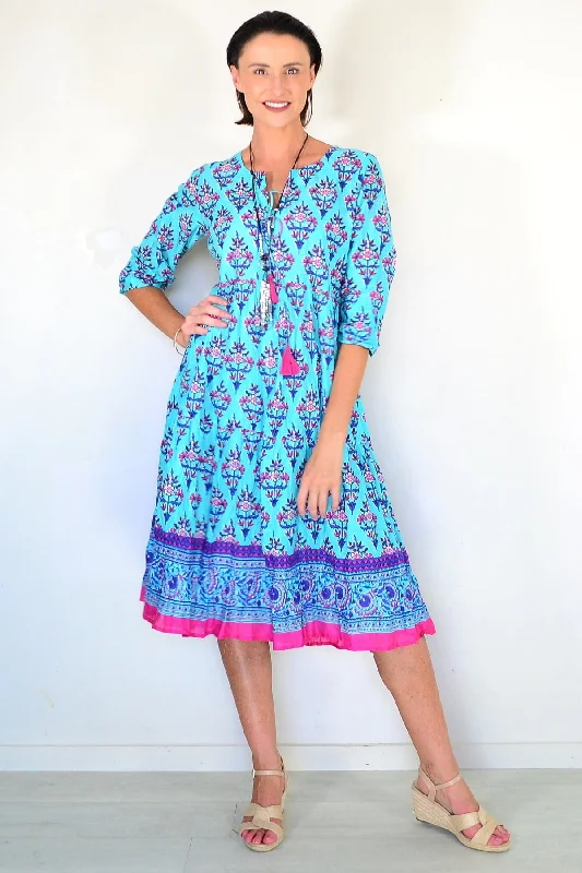 Aqua Rebecca Tie Neck Tunic Dress