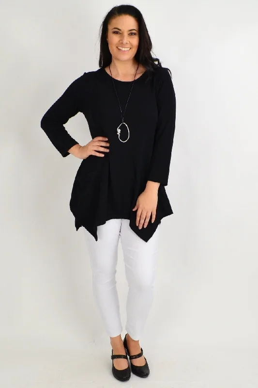 Black Pocket Winter Tunic Top