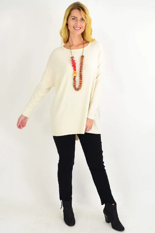 Cream Soft & Sweet Wool Blend Tunic Jumper