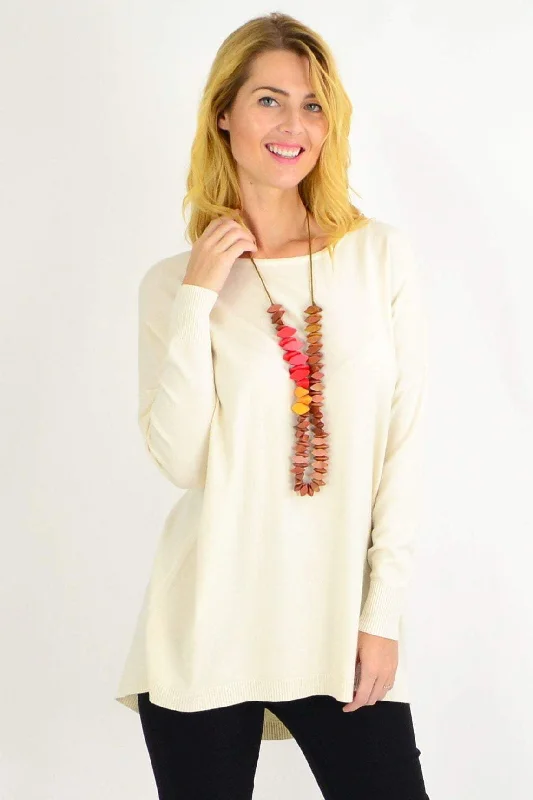 Cream Soft & Sweet Wool Blend Tunic Jumper