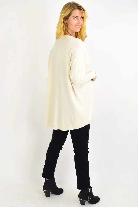 Cream Soft & Sweet Wool Blend Tunic Jumper