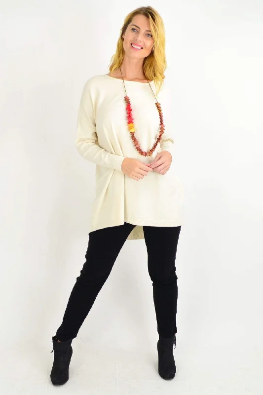 Cream Soft & Sweet Wool Blend Tunic Jumper