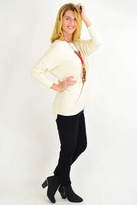 Cream Soft & Sweet Wool Blend Tunic Jumper