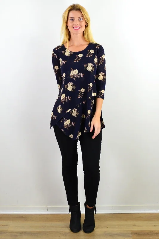 Elegant Floral Print Tunic Top