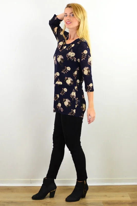 Elegant Floral Print Tunic Top