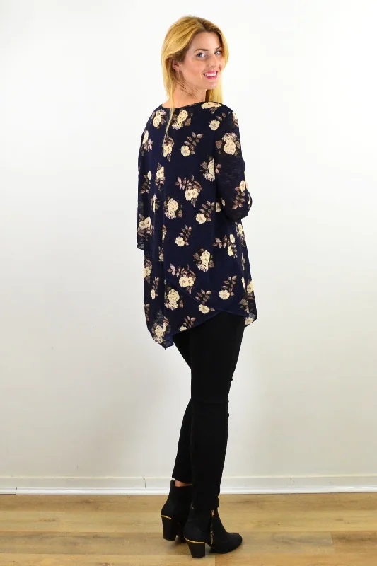 Elegant Floral Print Tunic Top