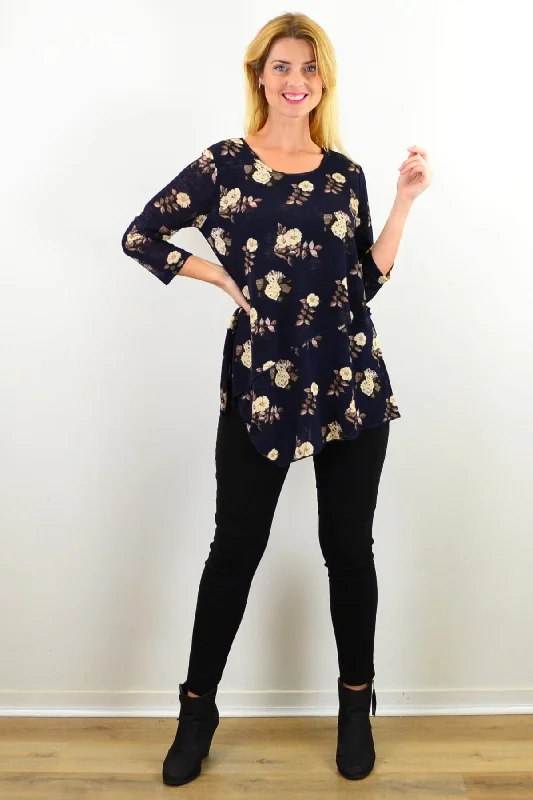 Elegant Floral Print Tunic Top