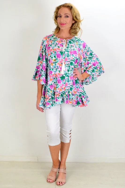 Flower frenzy Beach Relaxed Tunic Top