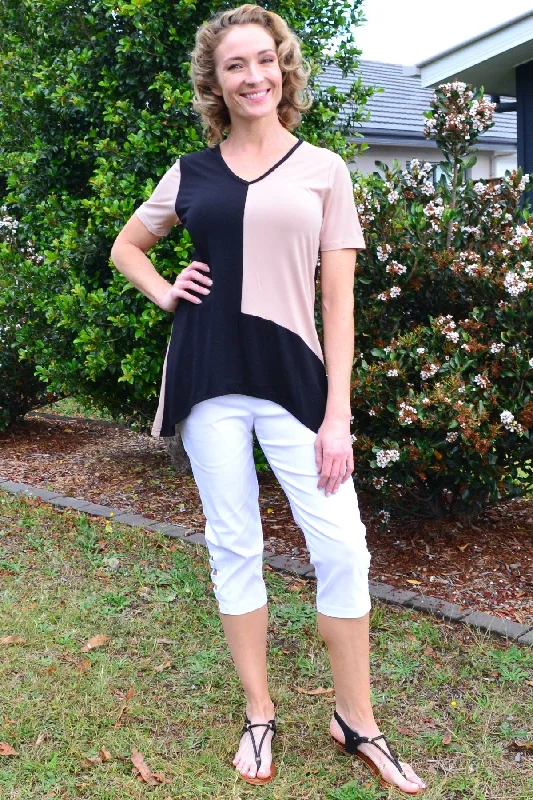 Geometric Scooped Hem Tunic Top