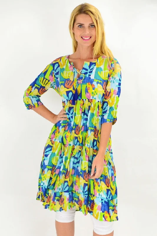 Great Barrier Reef Tie Neck Tunic Dress