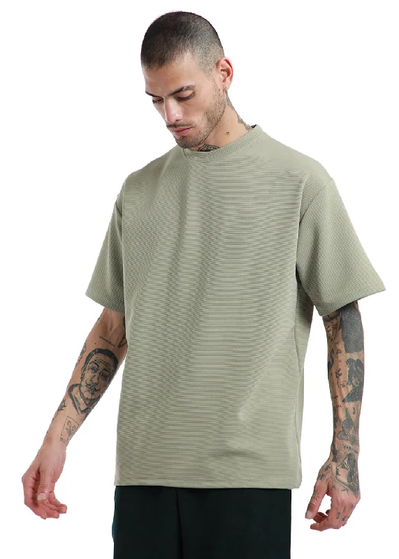 Oversized Pastel Green Textured T-shirt