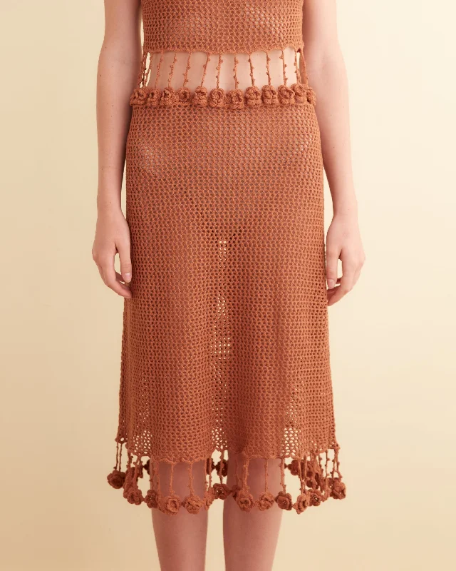 Posy Crochet Dress - Brown