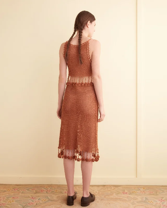 Posy Crochet Dress - Brown