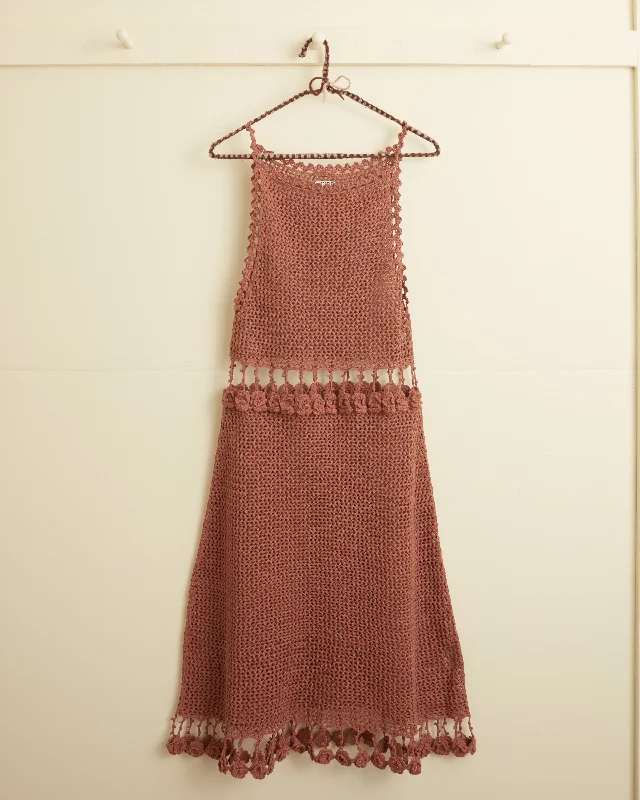 Posy Crochet Dress - Brown