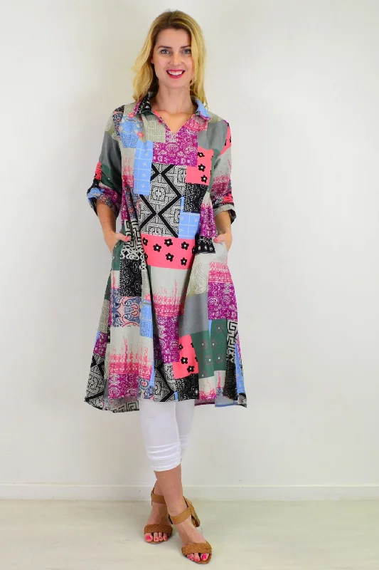 Pretty Patches Linen Tunic Dress