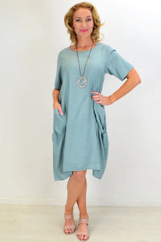 Sage Big Pocket Shift Tunic Dress