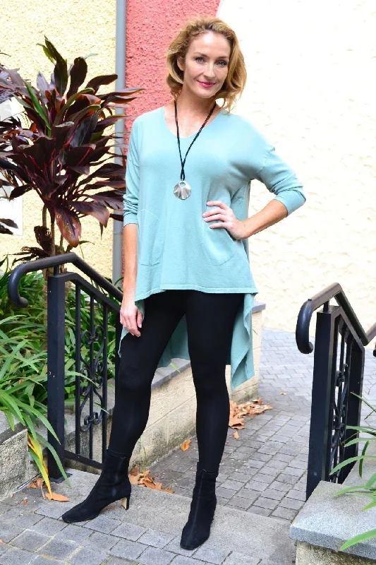 Sage Green Heidi Hi Low Tunic Jumper